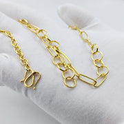 14K solid Yellow Gold Plated Oval Cable Chain Necklace, Layering Gold Necklace, Link Statement Necklace, Plain Gold Necklace, Necklace Charm