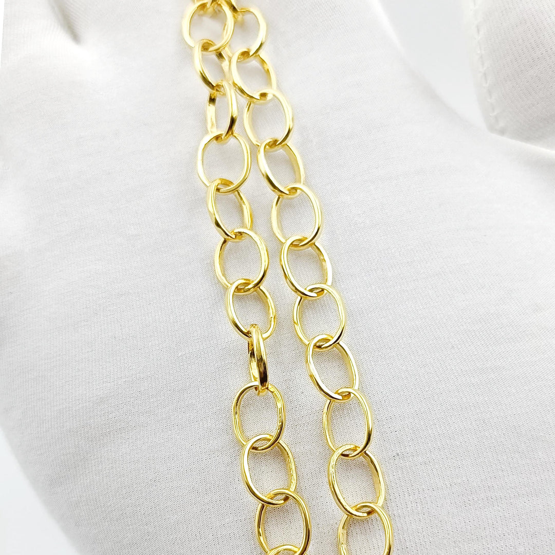 14K Yellow gold Sterling Silver Round Handmade Oval link Chain Cable Chain finished Cable Chain, 925Silver Cable  Necklace by BAWREETEXTILES