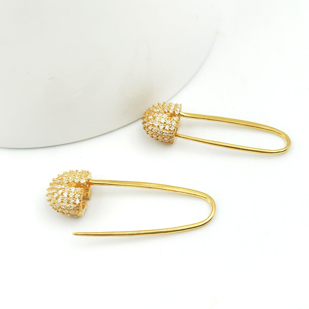 925 Sterling Silver Safety Pin Earrings, Minimal Gold Safety Pin Earrings, Modern Stacking Earrings,  Minimalist Gold Earrings
