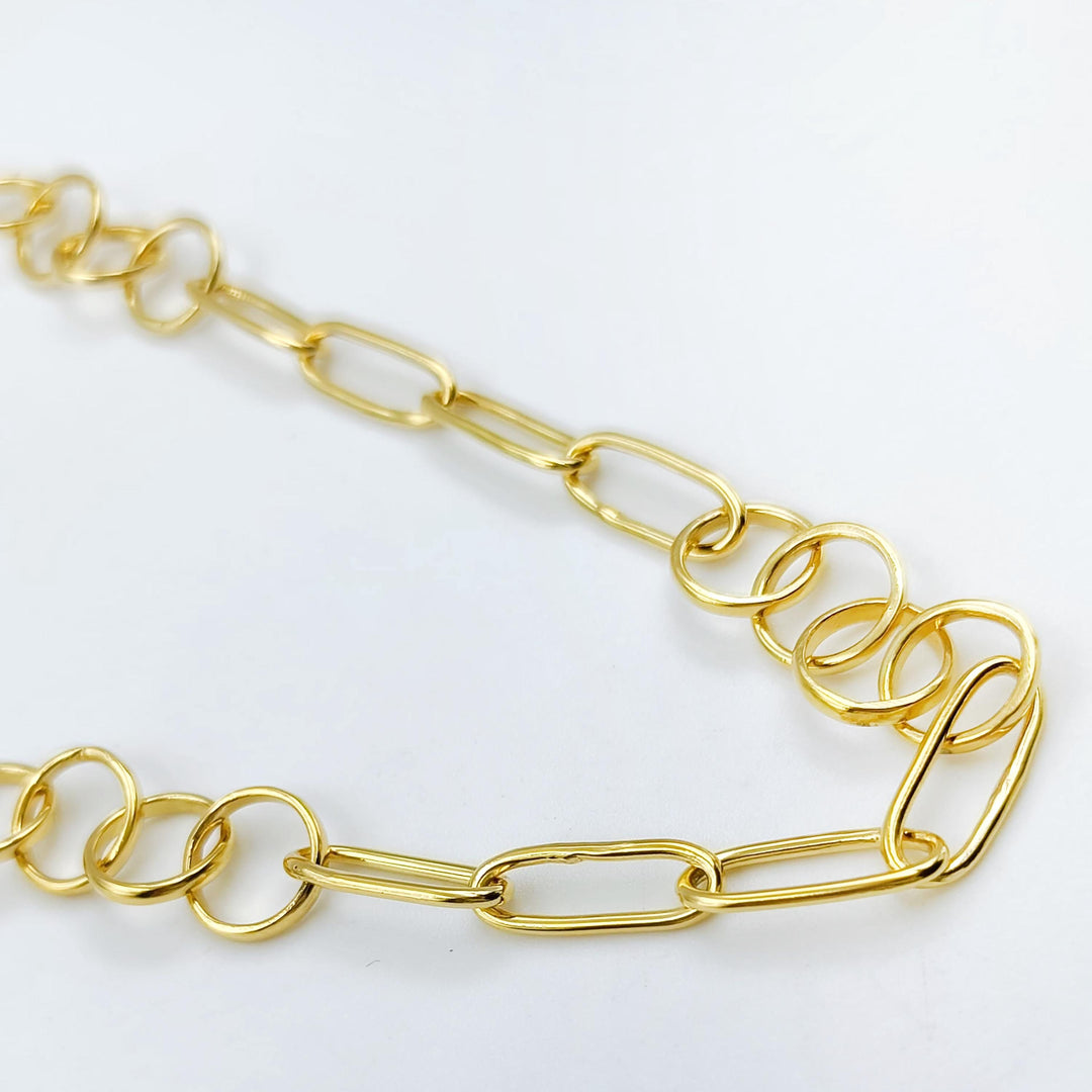 14K solid Yellow Gold Plated Oval Cable Chain Necklace, Layering Gold Necklace, Link Statement Necklace, Plain Gold Necklace, Necklace Charm