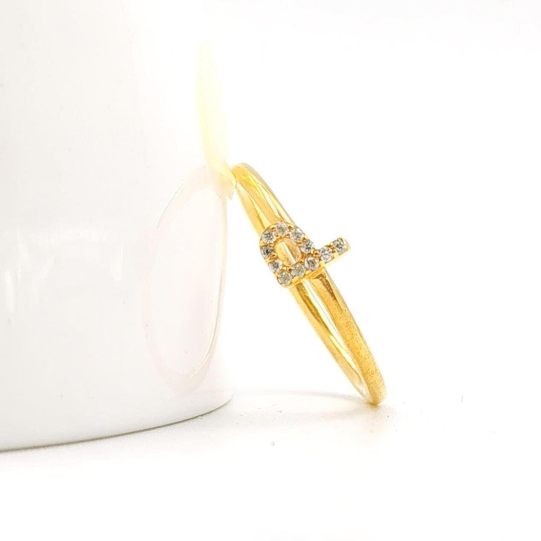 14K Gold Plated Signet Initial Ring, Gold Custom Ring, Sterling Silver Letter Ring, Personalized Initial Ring, Dainty Initial Jewelry