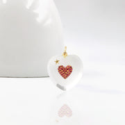 14K  Gold Gemstone Heart Charm, Heart Charm, Malachite Heart Pendant, Pink Opal Heart Pendant, Carved Heart Pendant, Love Magic Heart