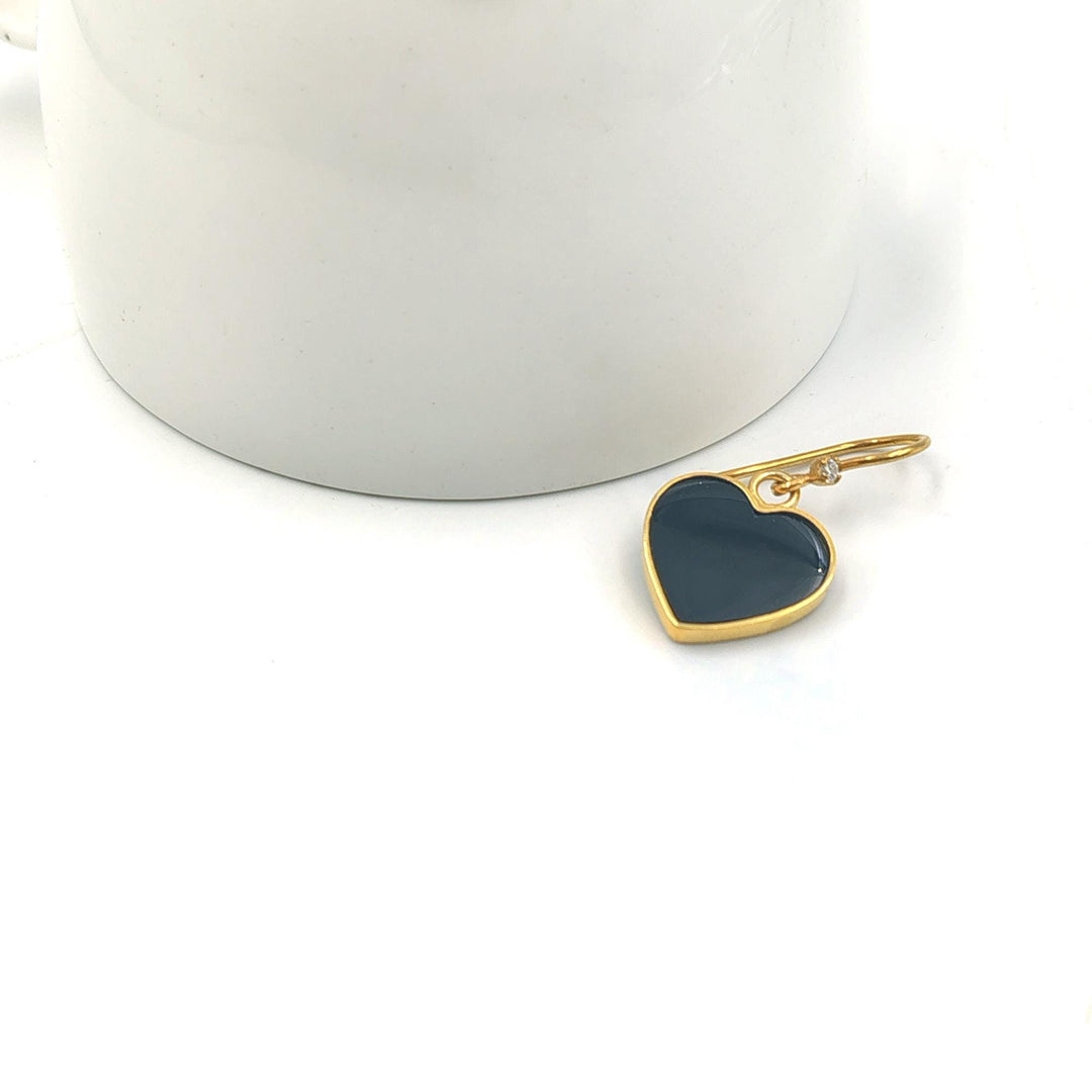 14K Gold Plated Hoop Earrings, Dangle Heart Earrings, Dangling Earrings, Birthstone Earrings, Christmas Gift, Hoop Earring by BAWREETEXTILES