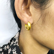 925 Silver Small Huggie hoop Earring, Chunky Hoops Gold Hoops Gold Earrings, Statement Earrings Small Chunky Hoops Earring, Spiral Earrings