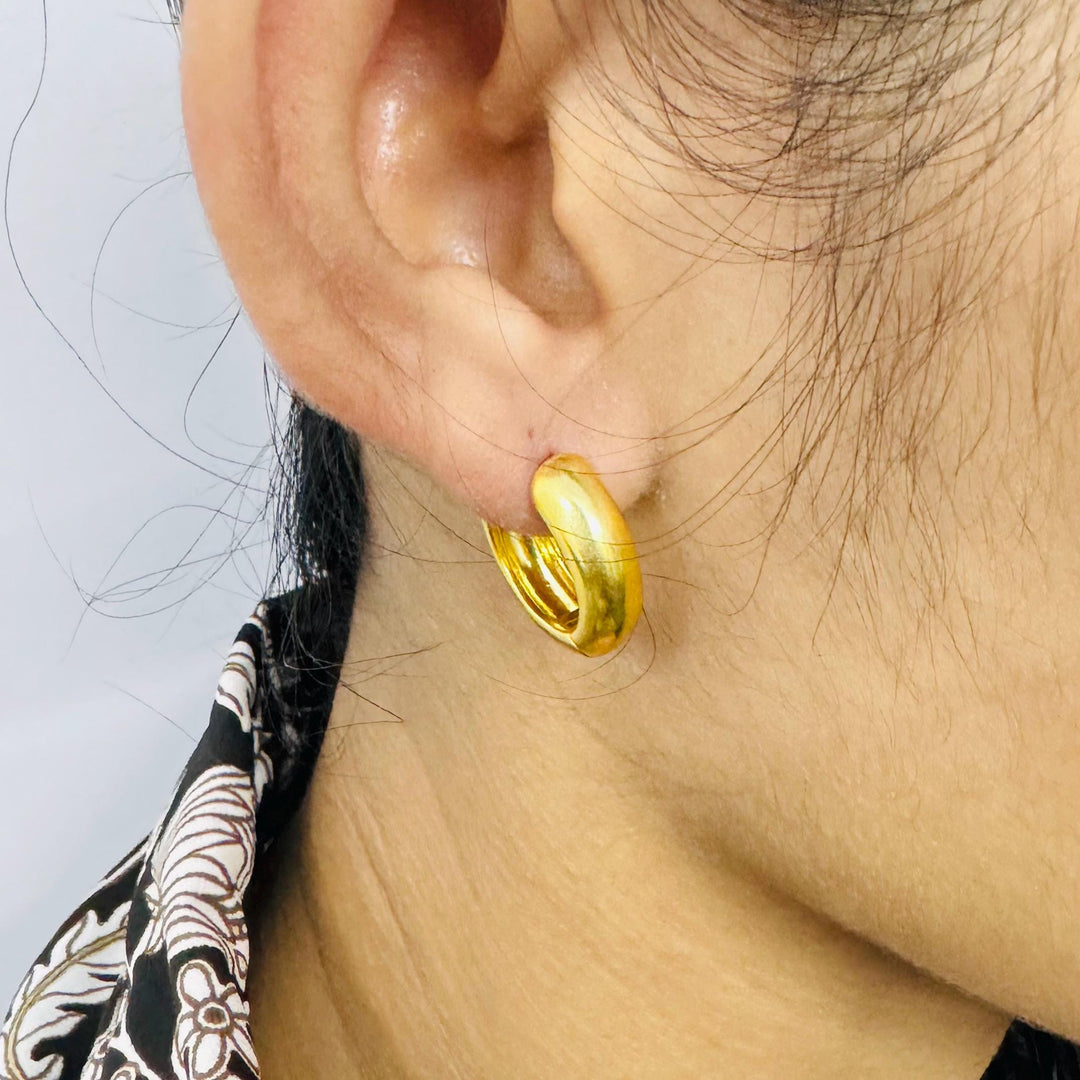 925 Silver Small Huggie hoop Earring, Chunky Hoops Gold Hoops Gold Earrings, Statement Earrings Small Chunky Hoops Earring, Spiral Earrings