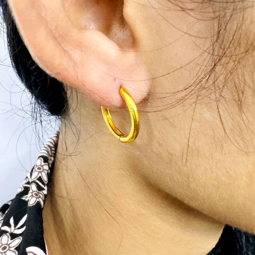14K Gold Golden Twist Hoop Twisted Huggie Earring Round Hoop Earring Classic Hoop Earring Twist Hoop Twist Huggie Earring Round Hoop Earring
