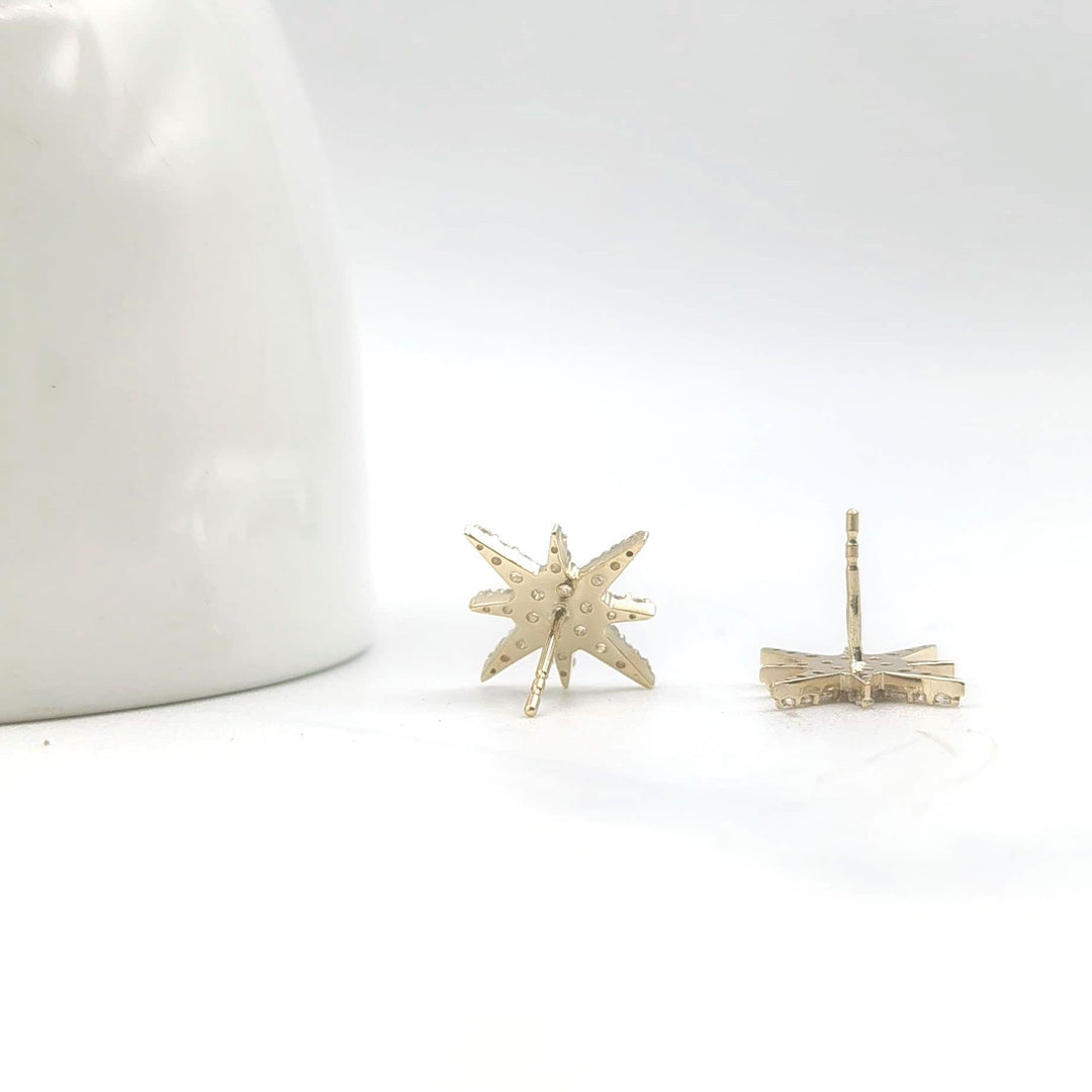 14K Gold Shooting Star Dainty Ear Crawler Stud Earrings, Diamond Stud Earring, Tiny Gold Studs, Dainty stud earrings, Thin Gold Earring