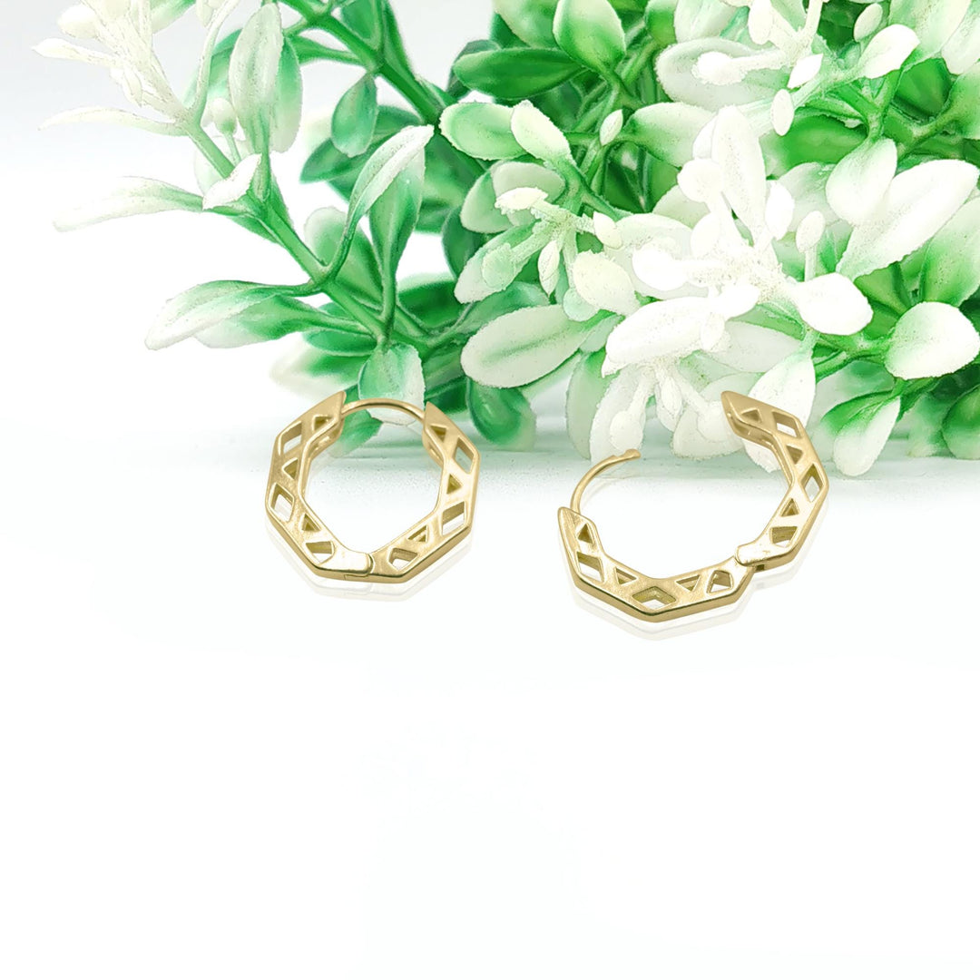 14K Gold Hoop Earring Chunky Hoop Earring Teardrop Everyday clicker hoop Earring Chunky Earring Teardrop Hoop Earring Hexagon Hoop Earring
