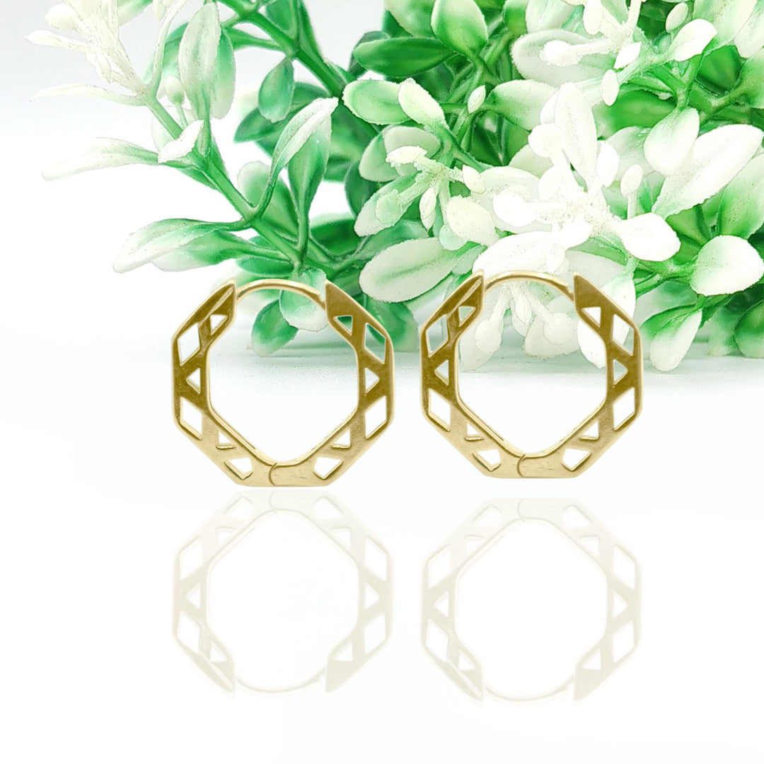 14K Gold Hoop Earring Chunky Hoop Earring Teardrop Everyday clicker hoop Earring Chunky Earring Teardrop Hoop Earring Hexagon Hoop Earring