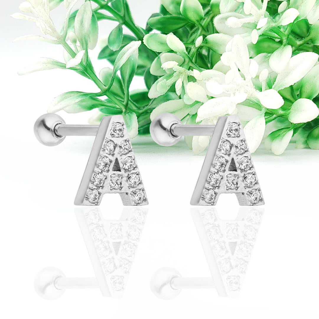14KGold Alphabet Earring Cz stud initial Earring Alphabet stud Earring Initial Stud Earring Custom Initial Stud Earring Letter Hoop Earring