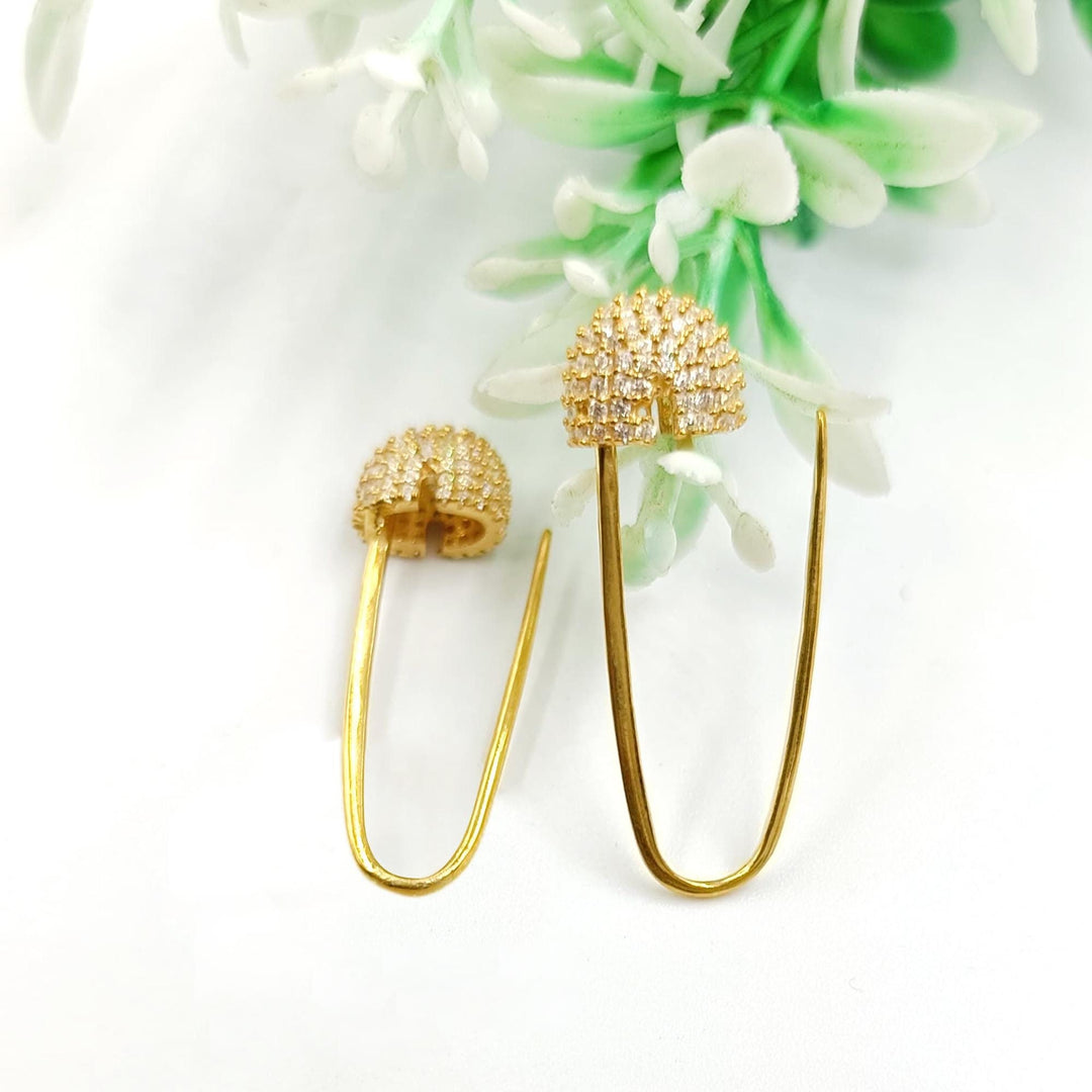 925 Sterling Silver Safety Pin Earrings, Minimal Gold Safety Pin Earrings, Modern Stacking Earrings,  Minimalist Gold Earrings