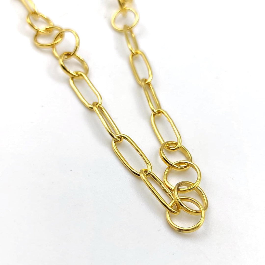 14K solid Yellow Gold Plated Oval Cable Chain Necklace, Layering Gold Necklace, Link Statement Necklace, Plain Gold Necklace, Necklace Charm