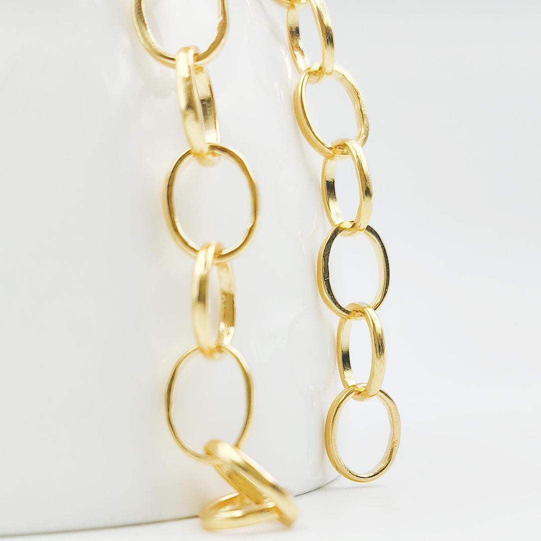 14K Yellow gold Sterling Silver Round Handmade Oval link Chain Cable Chain finished Cable Chain, 925Silver Cable  Necklace by BAWREETEXTILES