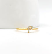 14K Gold Plated Signet Initial Ring, Gold Custom Ring, Sterling Silver Letter Ring, Personalized Initial Ring, Dainty Initial Jewelry