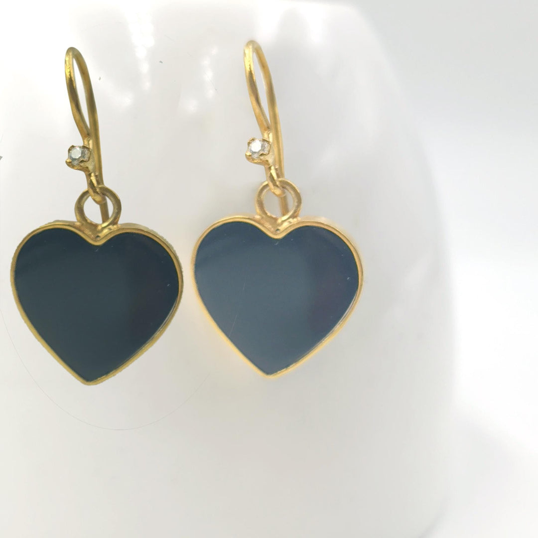 14K Gold Plated Hoop Earrings, Dangle Heart Earrings, Dangling Earrings, Birthstone Earrings, Christmas Gift, Hoop Earring by BAWREETEXTILES
