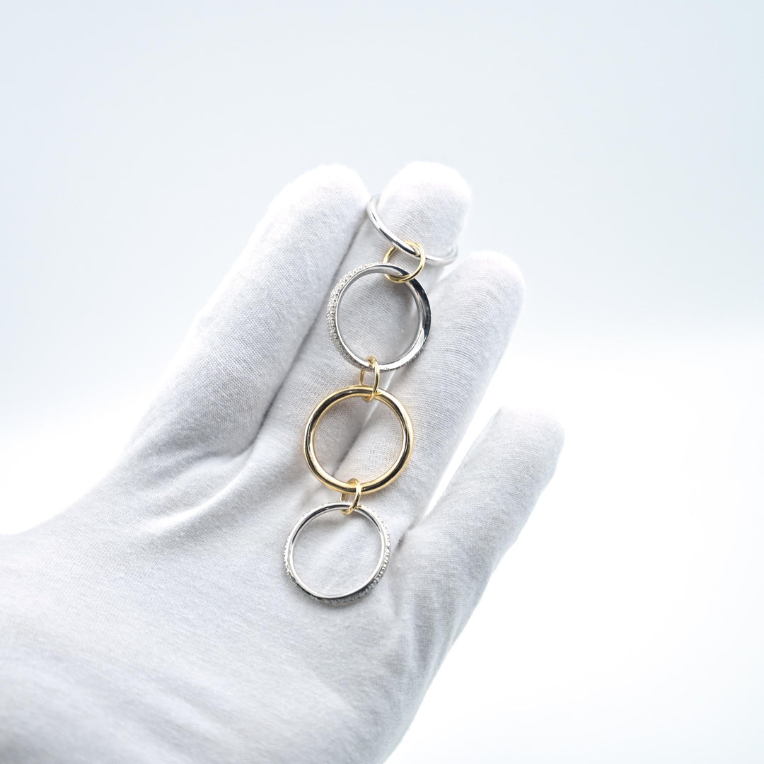 14K Solid Gold Multi Link Connected Ring Chunky Connector Ring Gold Ring Set Eternity Statement Interlocking Silver Ring 4 band diamond ring