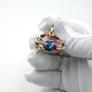 14K Gold Crab Multi Enamel Pendant, Crab Charm Pendant, Rose Gold Crab Jewelry, White Gold Crab Jewelry, Crab Pendant Animal Lovers