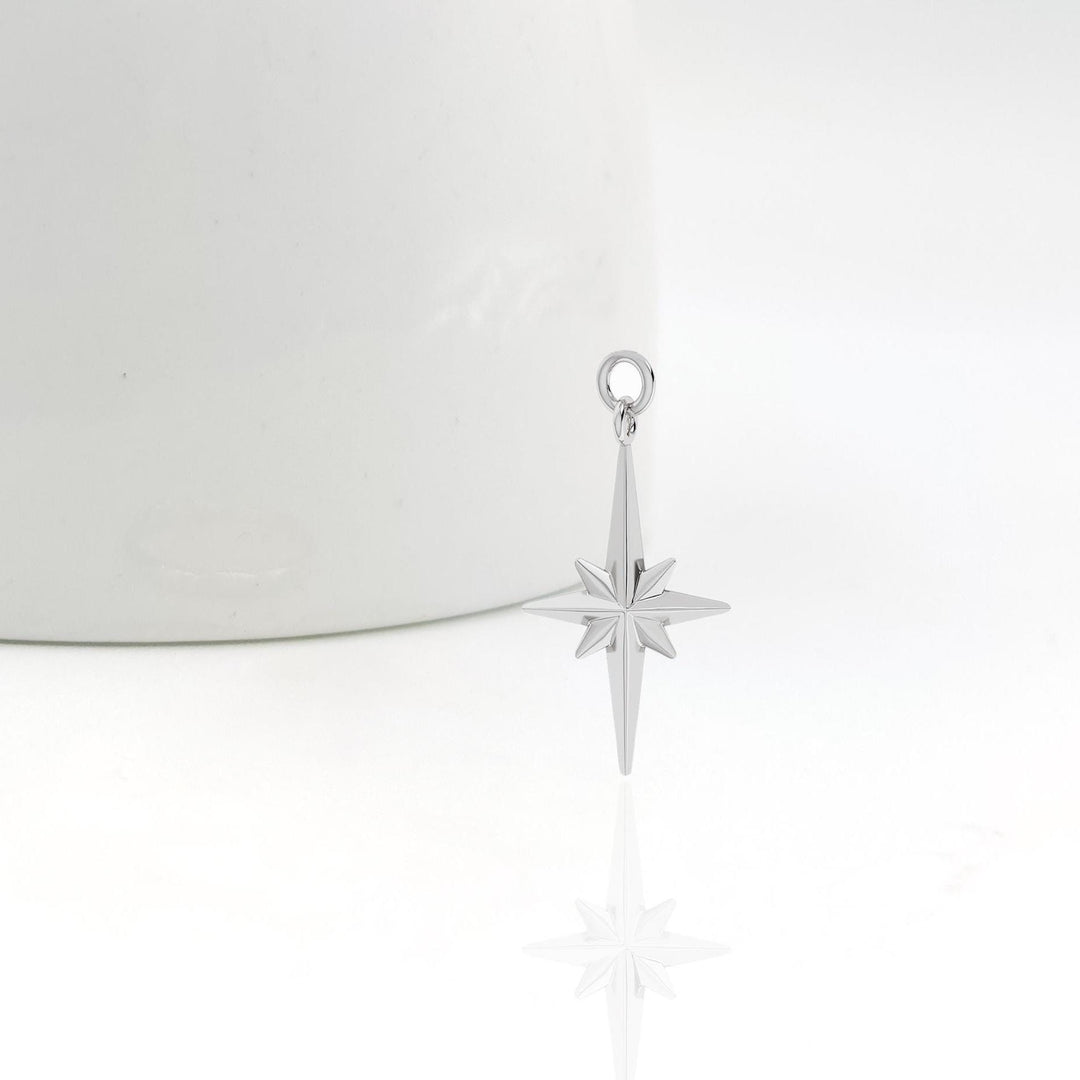 14K Solid Gold Celestial Necklace, Dainty Celestial Necklace, North Star Pendant, Starburst Diamond Pendant, Dainty Starburst, Star Pendent