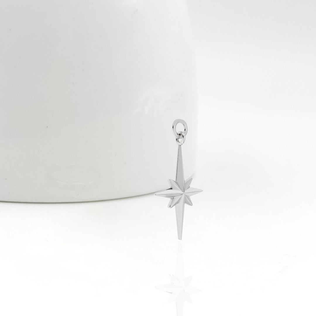 14K Solid Gold Celestial Necklace, Dainty Celestial Necklace, North Star Pendant, Starburst Diamond Pendant, Dainty Starburst, Star Pendent