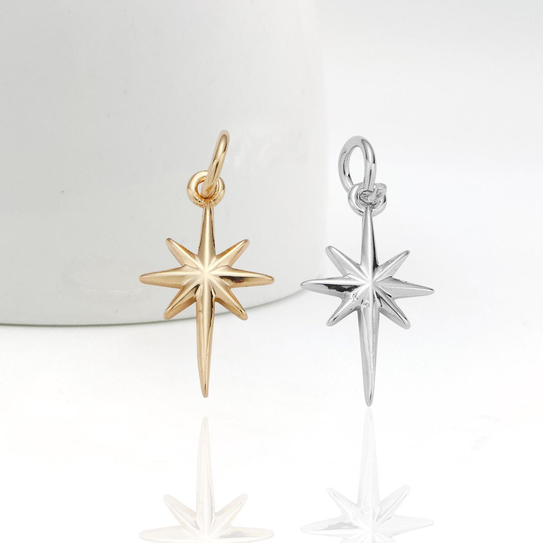 14K Solid Gold Celestial Necklace, Dainty Celestial Necklace, North Star Pendant, Starburst Diamond Pendant, Dainty Starburst, Star Pendent