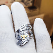 Flower Bee Spoon Ring  Queen Bee  Bug Thumb Ring  Victorian Spoon Jewelry