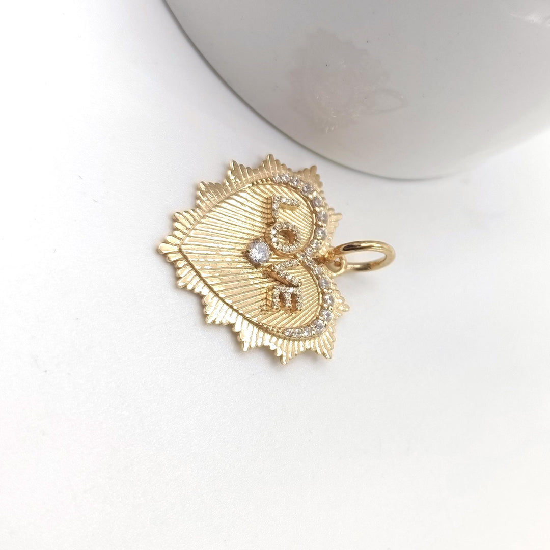 18K Solid Gold heart charm necklace clear cz sunburst gold pendant Fluted Heart Love Pendant Dainty Fluted Heart Charm Fluted Heart Pendant