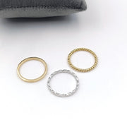 14k Gold Filled Stackable Ring, 925 Silver, Twisted Band, Rose Gold Connected Ring, Mixed Metal Stackable Rings, 3 Set Ring, Rings for Women