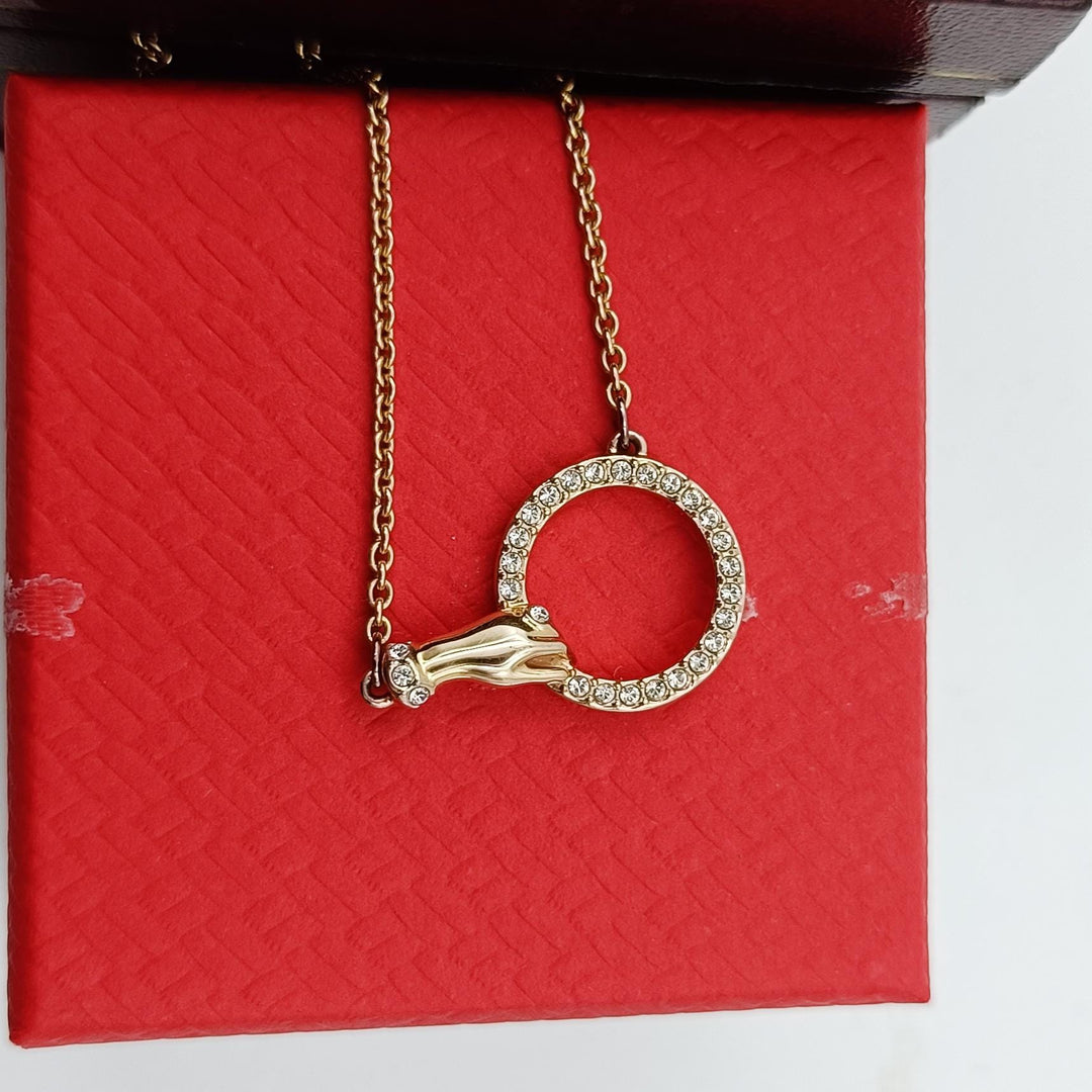 925 Sterling Silver Circle Pendant Necklace, Pave Circle Necklace, Diamond Circle Gold Plated Necklace, Round Gold Pave Circle Necklace