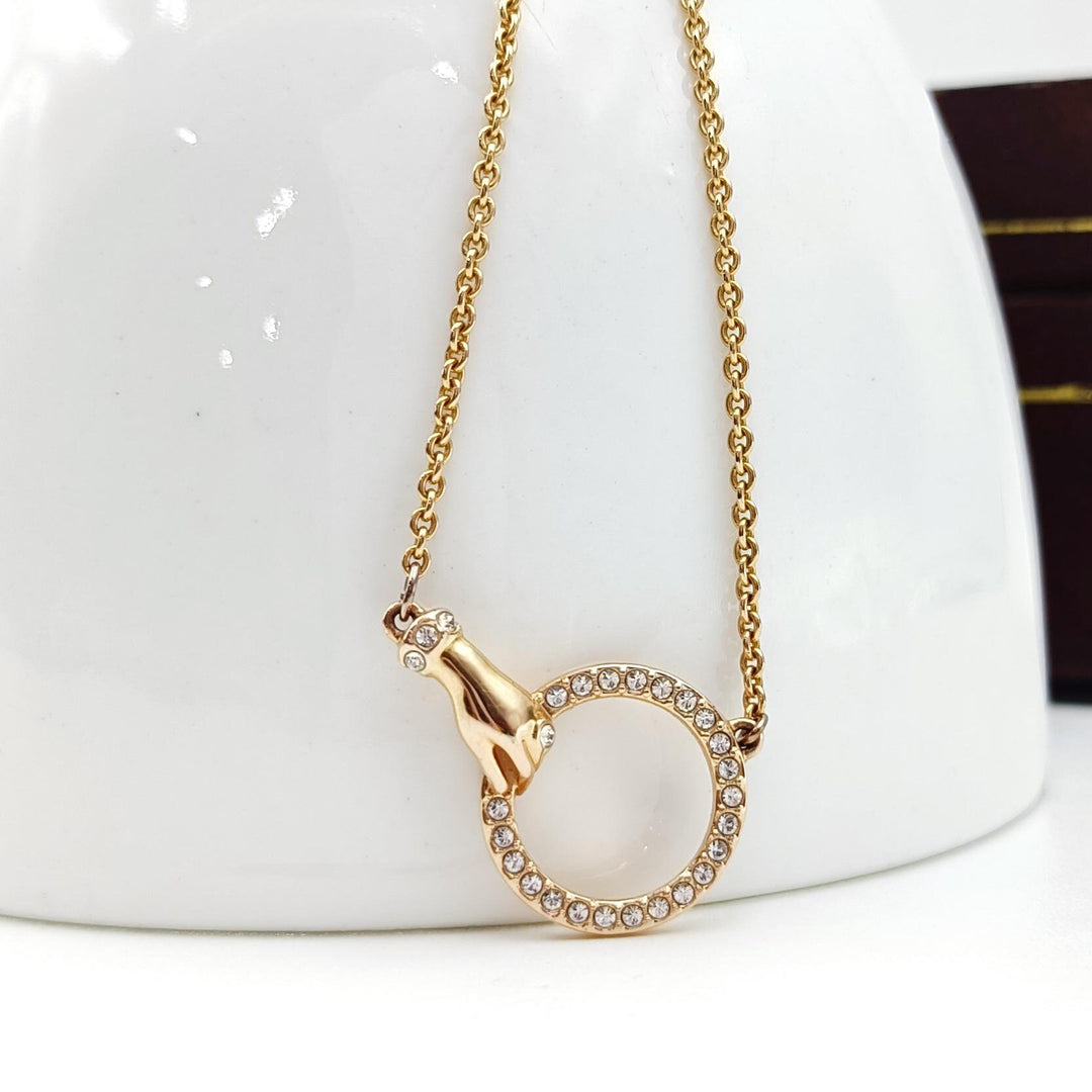 14K Solid Gold Charm Necklace Holder, DIY Gold Charm  Paperclip Necklace Round Charm Pendant Openable Charm Pendant Hand Round Charm Pendant