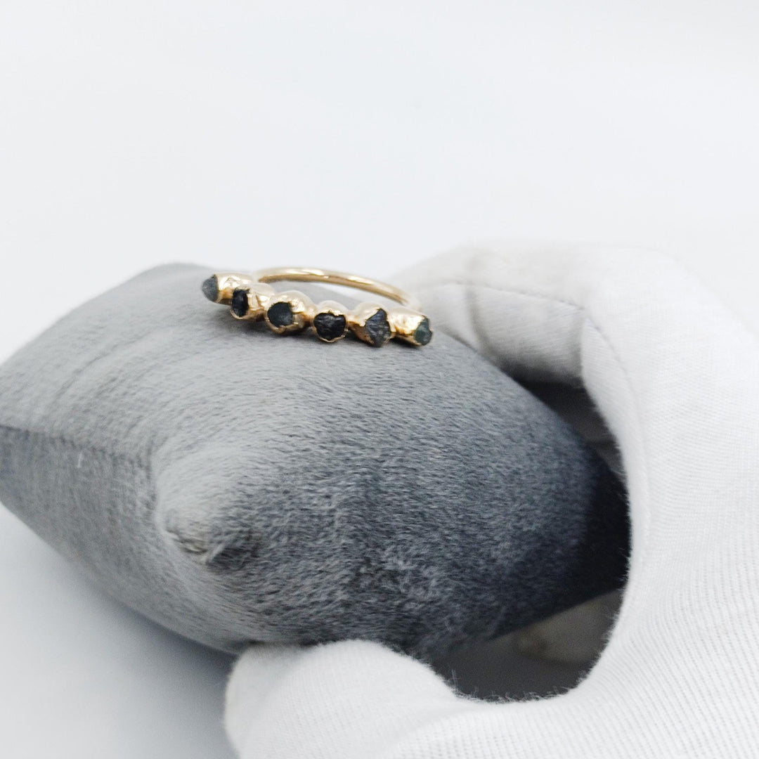 ombre ring, green stacking ring, unique gemstone ring, raw peridot jewelry, multi-stone gold band, raw emerald ring, green tourmaline ring