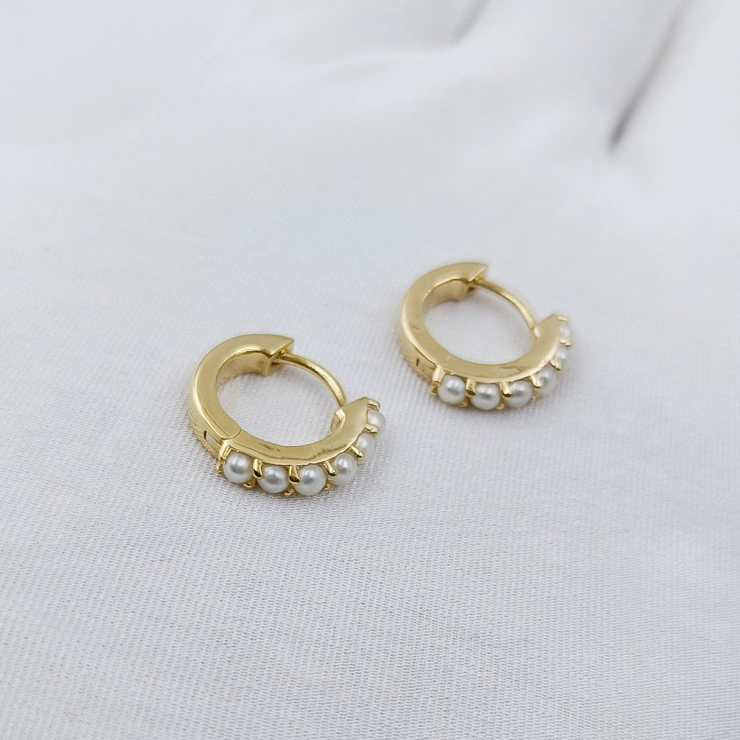 14K Solid Gold Knot Pearl Drop Earring, Tiny Pearl Gold Hoop Earring, Multiple Pearl Embedded Hoop Earring, Beautiful Pearl Huggie Earring