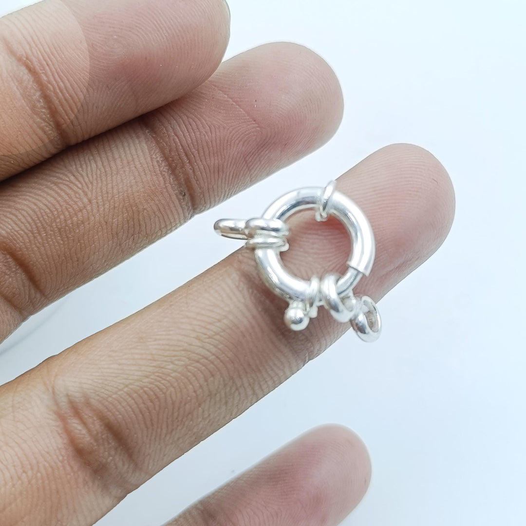 14K Gold  Spring Ring Clasp with Open Ring Pendant, Round Spring Clasp, Gold Spring Gate Ring Toggle, Clasp Carabiner Pendant