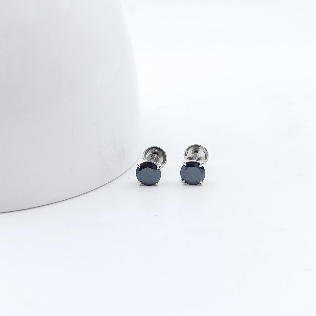 925 Sterling Silver Black Stud Onyx Earring, Minimalist Dainty Earring, Dainty opal stud Earring, Push Back Earring, Tiny Black Stud Earring