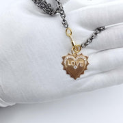 14K Solid Gold Heart Shape Pendent, Heart Charm Necklace, Heart Necklace Woman New Vintage Heart Pendant Necklace, Chain And Clasp, Pendant