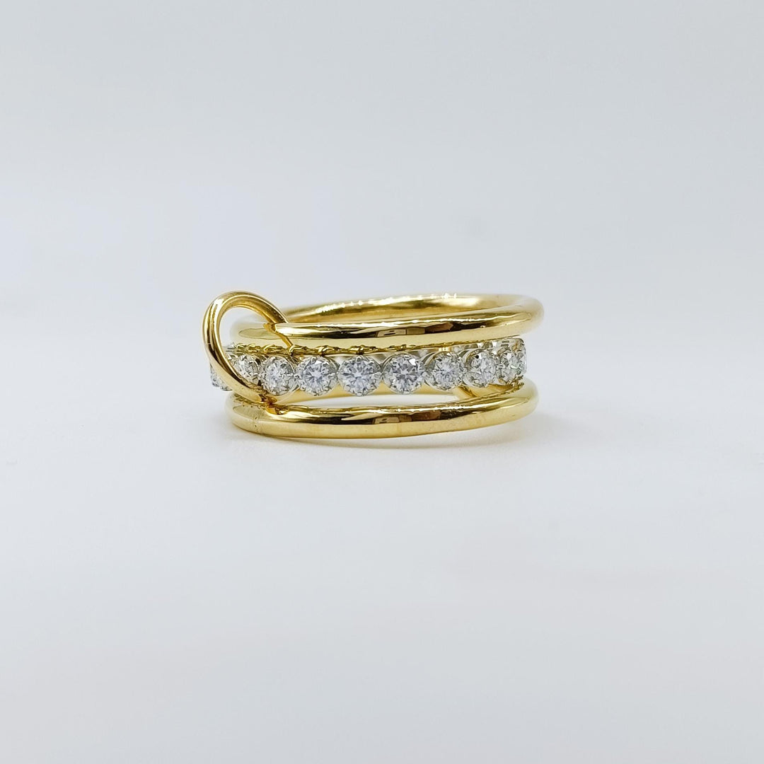 14KGF Gold Multi Link Connected Ring, Chunky Gold Ring, Gold Ring Set, Eternity Statement Ring, Interlocking Ring,