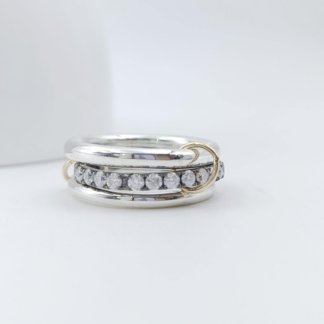 14K Gold Connected Ring, Chunky Gold Connector Ring, Eternity Statement Ring,  Interlocking Ring, Multi Link Connected Ring, Multi Band Ring