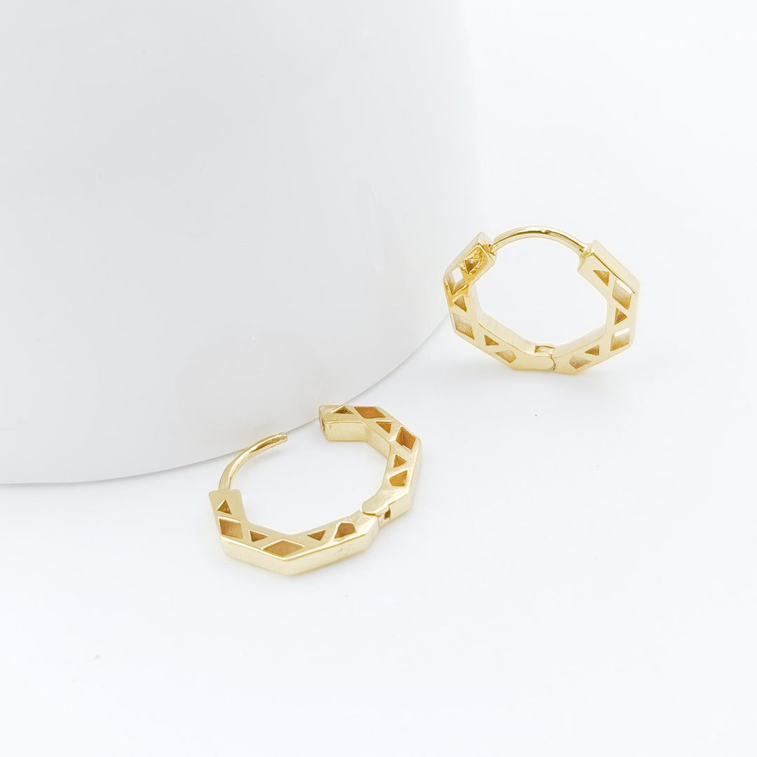 14K Solid Gold Hexagon Hoop Earrings Hexagon Earrings  Hexagon Huggie Earring  Tiny Huggie Earring Hexagon Hoop Earring Gold Huggie Earring