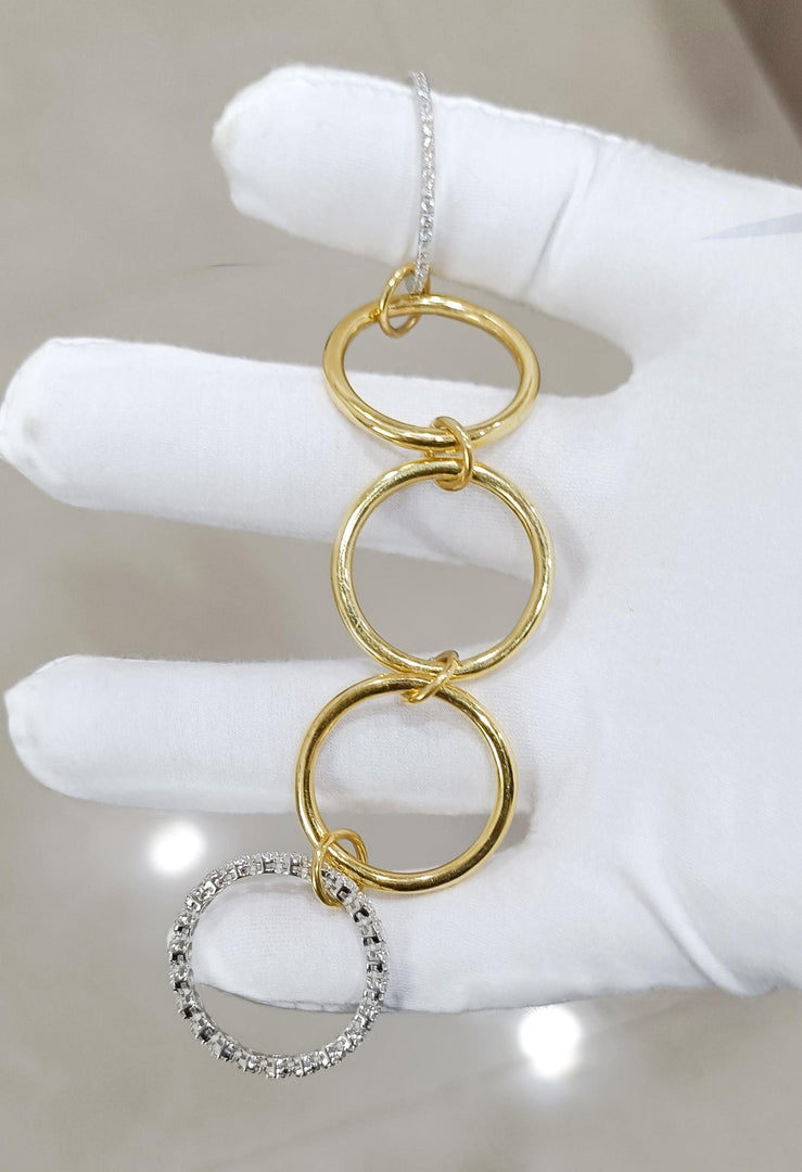 14KGF Two Tone Link Connected Rings, Interlocking Ring, Gold and Silver Statement Ring, Maximalist Stacking Ring,