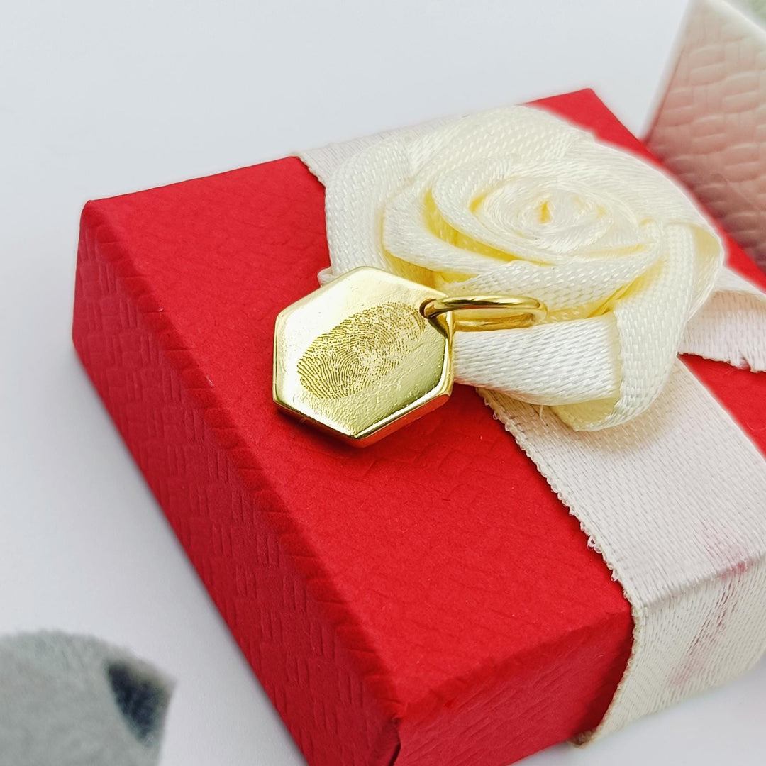 14K Gold Personalised Fingerprint Pendant, Original Real Fingerprint Pendant, Custom Fingerprint Pendant, Engraved  Fingerprint Pendant