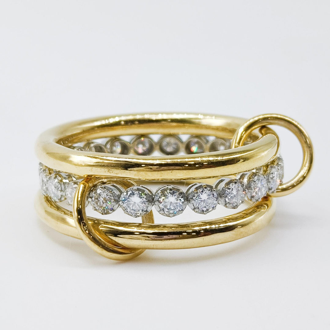14KGF Gold Multi Link Connected Ring, Chunky Gold Ring, Gold Ring Set, Eternity Statement Ring, Interlocking Ring,