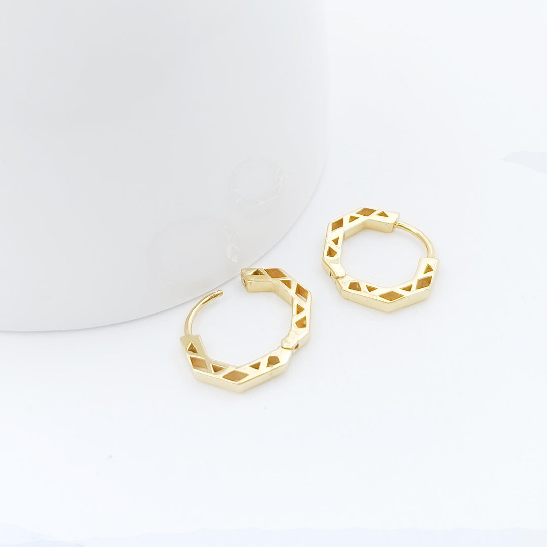 14K Solid Gold Hexagon Hoop Earrings Hexagon Earrings  Hexagon Huggie Earring  Tiny Huggie Earring Hexagon Hoop Earring Gold Huggie Earring