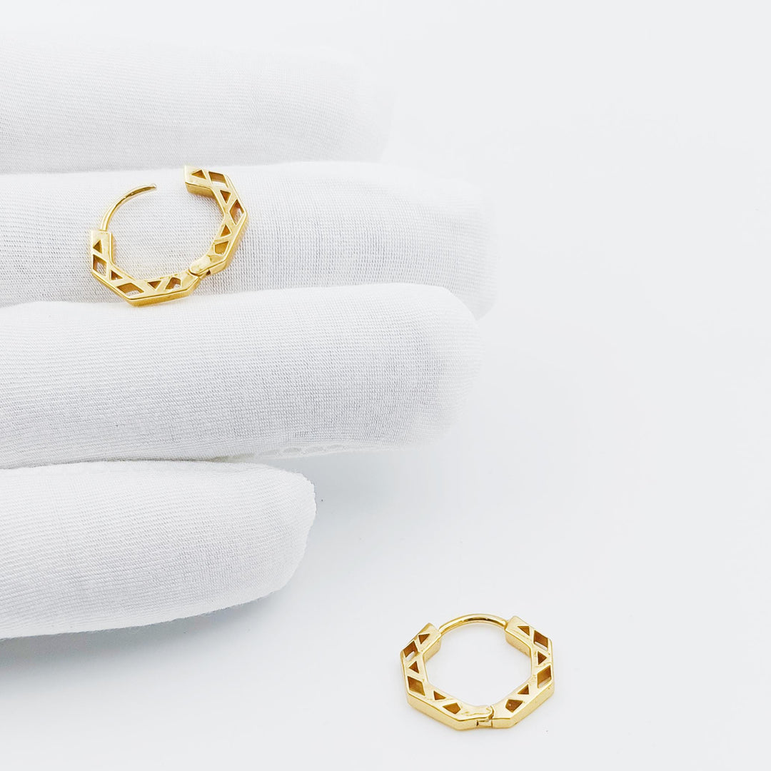 14K Solid Gold Hexagon Hoop Earrings Hexagon Earrings  Hexagon Huggie Earring  Tiny Huggie Earring Hexagon Hoop Earring Gold Huggie Earring