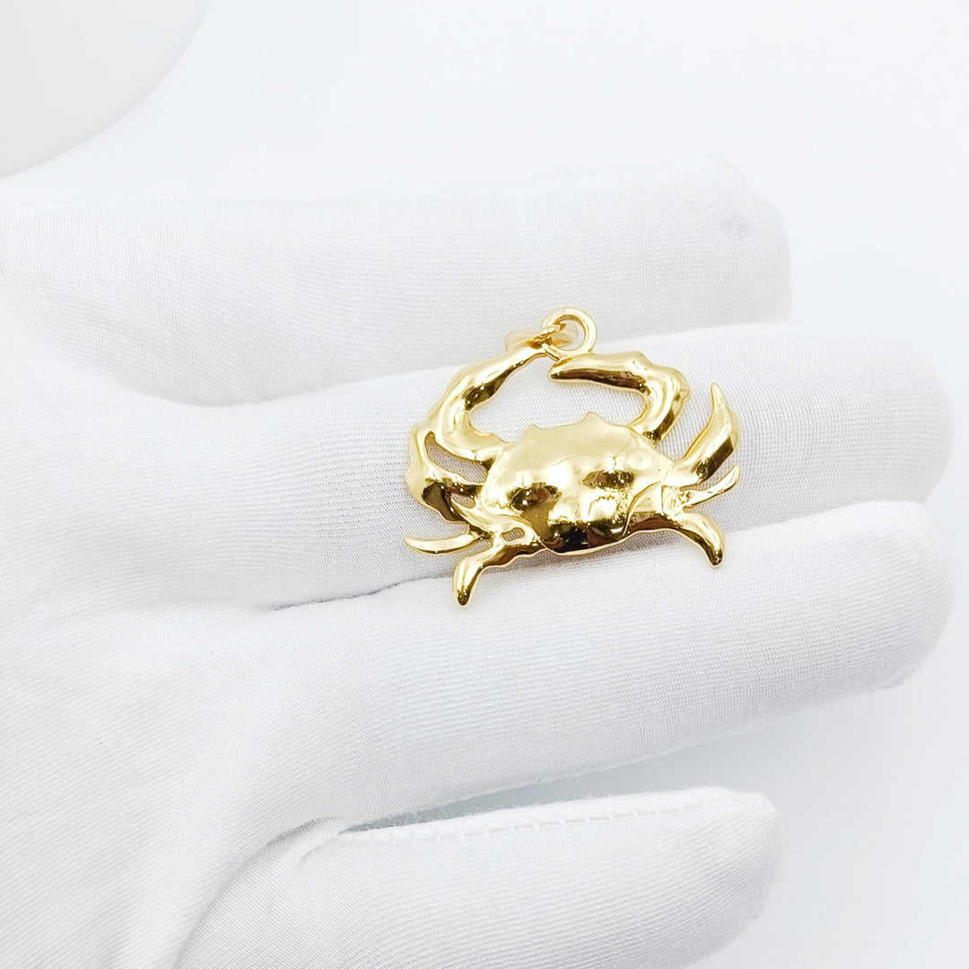 14K Gold Crab Pendant, Dainty Crab Charm Pendant, Animal Carb Charm Pendant, Garnet Crab Pendant, Ocean Pendant, Dainty Animal Pendant