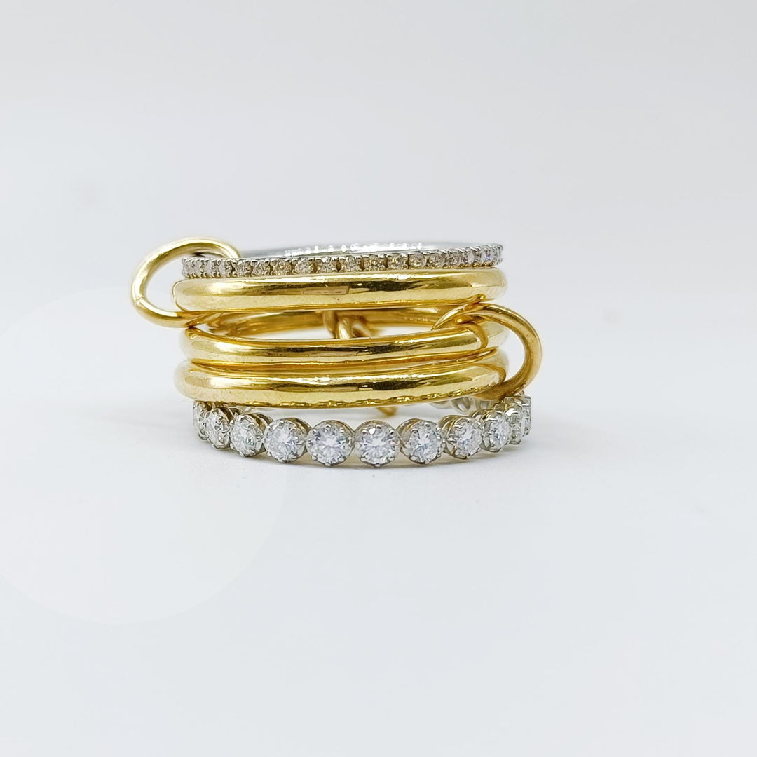 14KGF Two Tone Link Connected Rings, Interlocking Ring, Gold and Silver Statement Ring, Maximalist Stacking Ring,