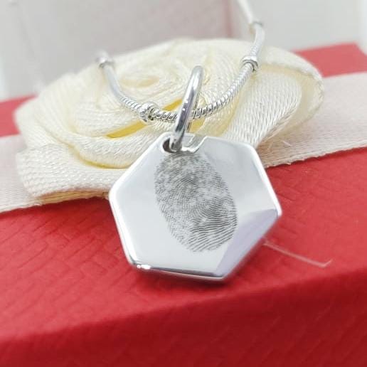 14K Gold Personalised Fingerprint Pendant, Original Real Fingerprint Pendant, Custom Fingerprint Pendant, Engraved  Fingerprint Pendant