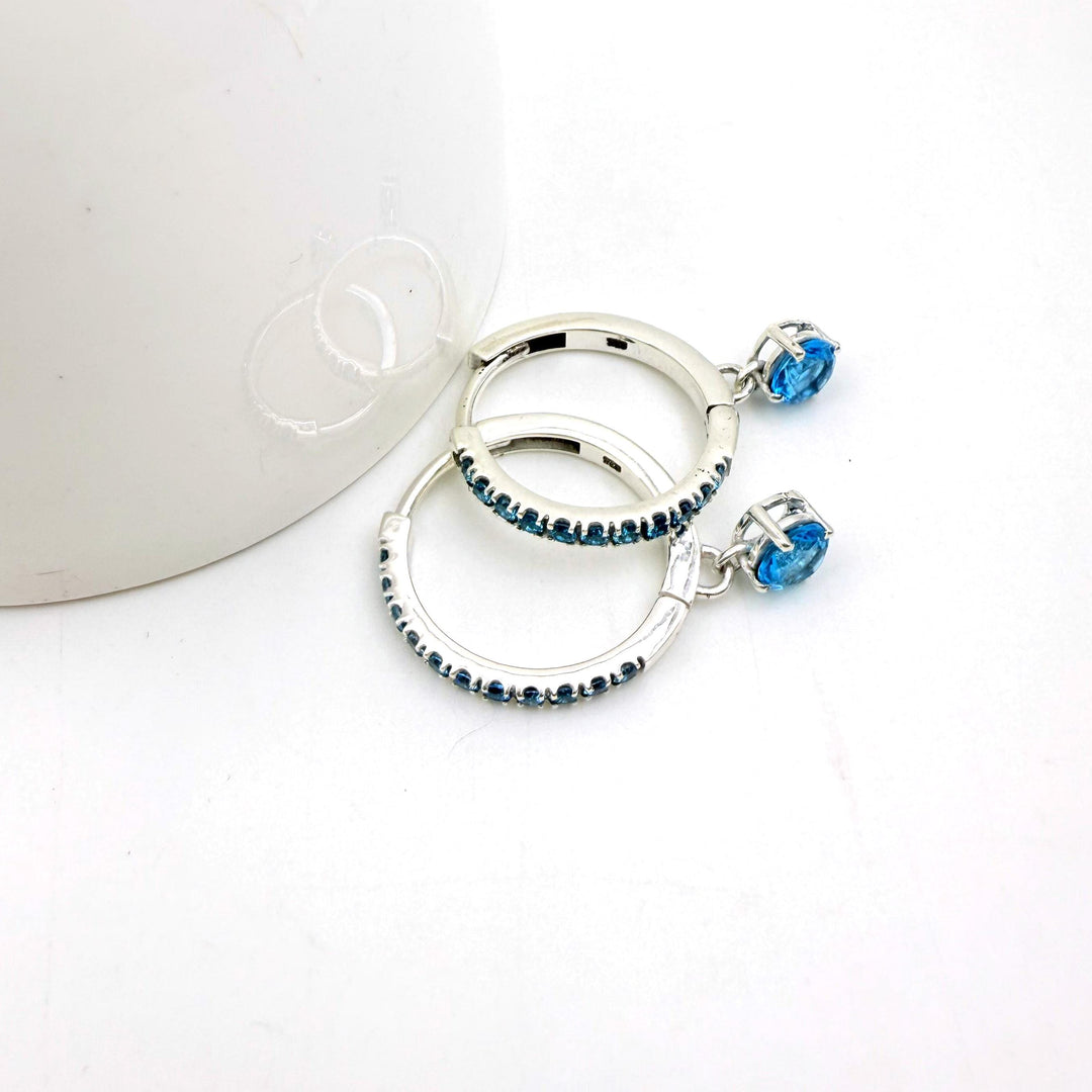 14K Gold London Blue Topaz Lever back Earring Dangle Earring Vintage Blue Topaz Wedding Jewelry Dangle Earrings Drop Blue Topaz Earring