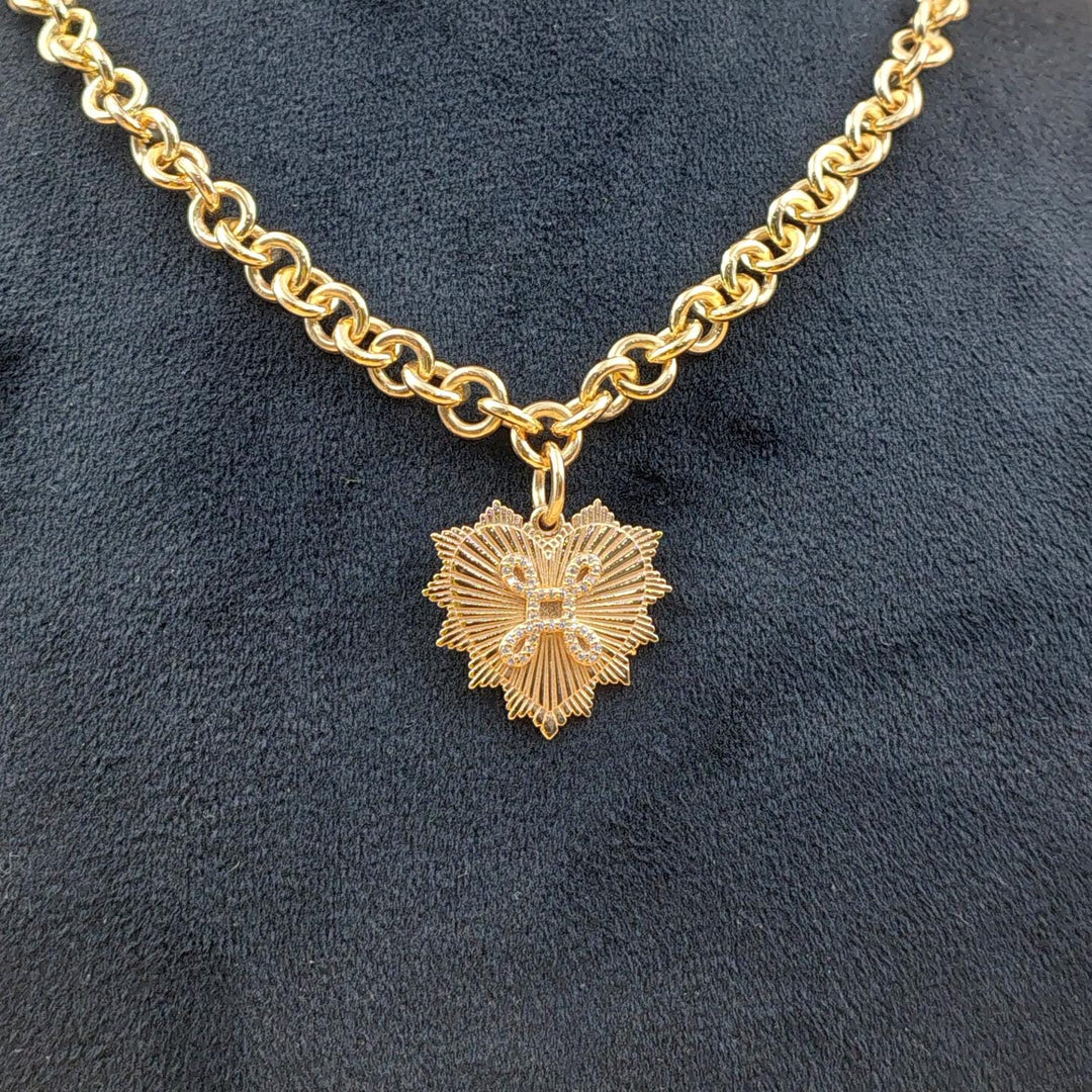 14K Solid Gold Rollo Chain Charm Necklace, Thick Belcher Chain, Chunky Round Chain Link Necklace, Layered Everyday Choker Necklace