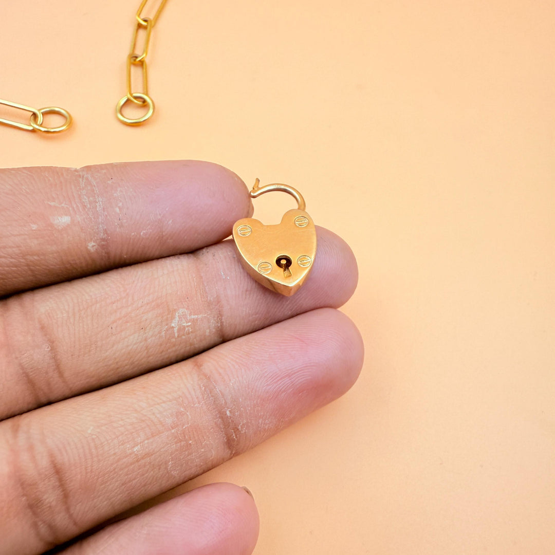 14K Gold Openable Heart Padlock Pendant Engraved Heart Love Lock with Padlock pendent Side Openable Padlock Heart Padlock Gold Heart Padlock