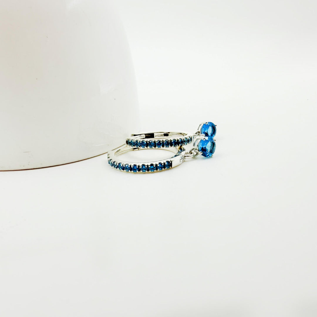 14K Gold London Blue Topaz Lever back Earring Dangle Earring Vintage Blue Topaz Wedding Jewelry Dangle Earrings Drop Blue Topaz Earring