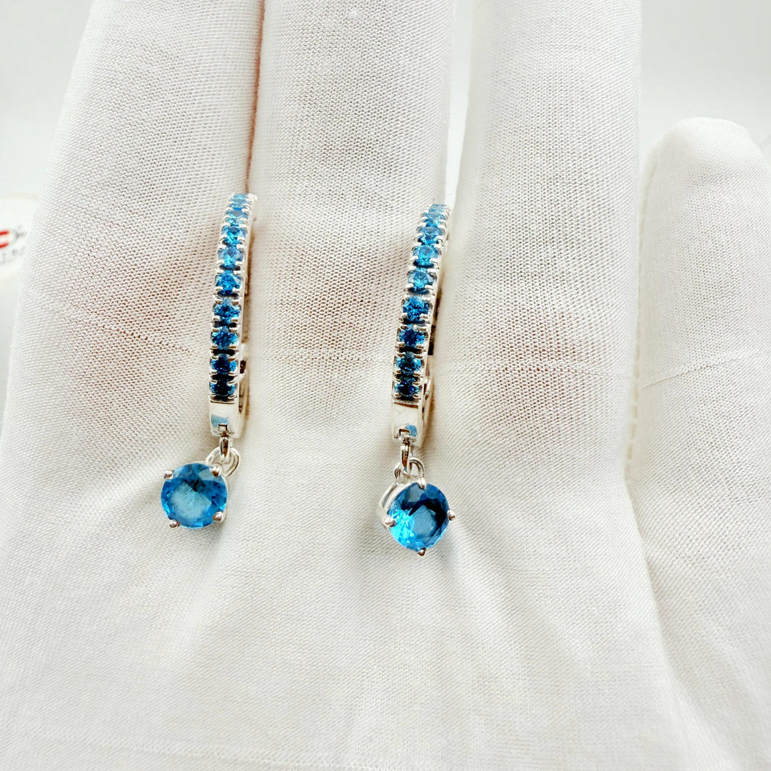 14K Gold London Blue Topaz Lever back Earring Dangle Earring Vintage Blue Topaz Wedding Jewelry Dangle Earrings Drop Blue Topaz Earring